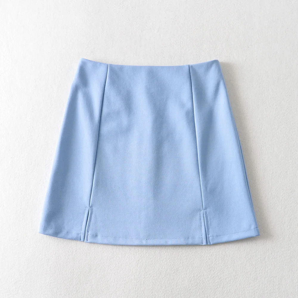 

2020 Summer mini skirt sexy a line skirt high waisted skirt office ladies split skirts back zipper skirts blue purple black