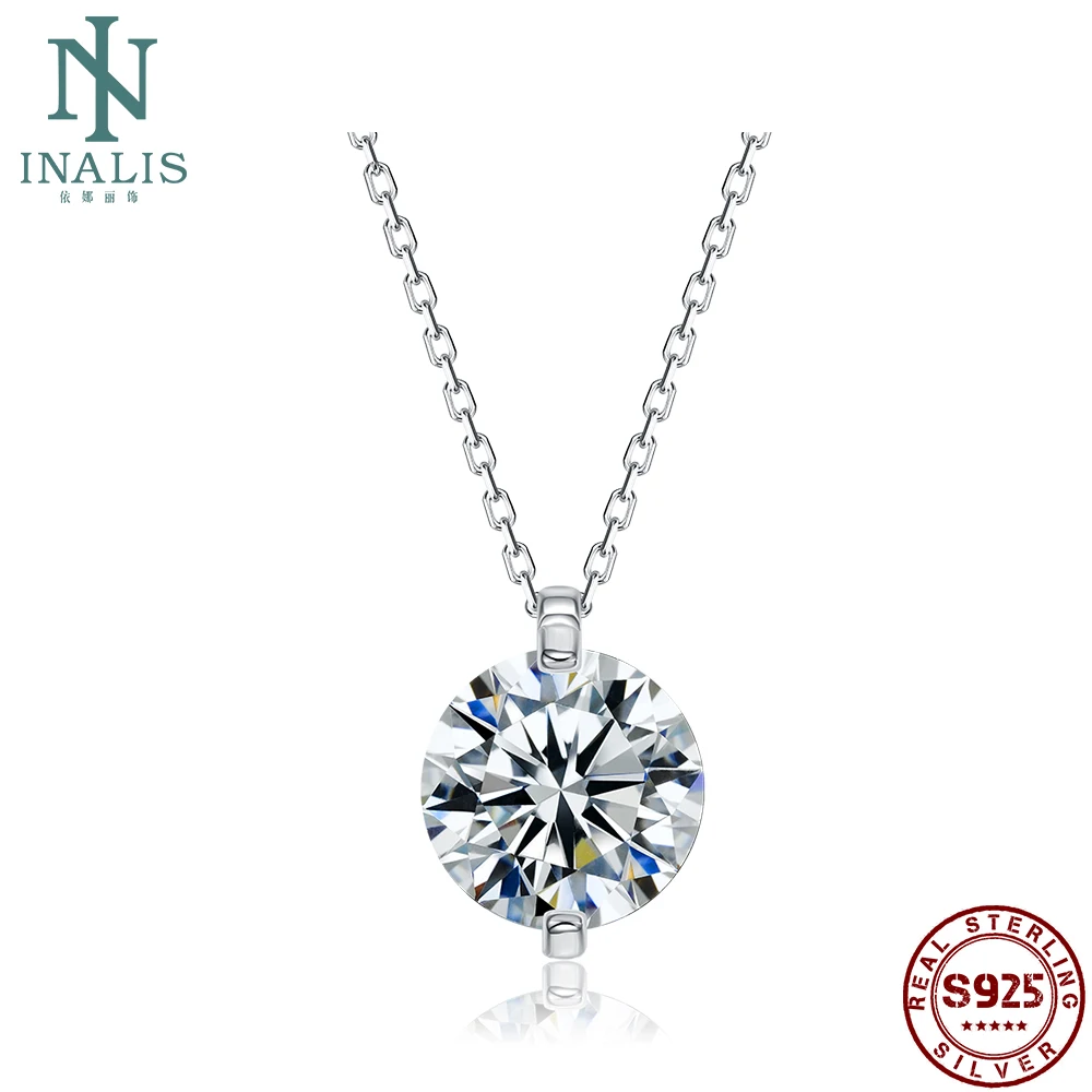 

INALIS 925 Sterling Silver Pendant Necklaces For Women Dazzling 5A Clear Cubic Zirconia Romantic Necklace Wedding Fine Jewelry