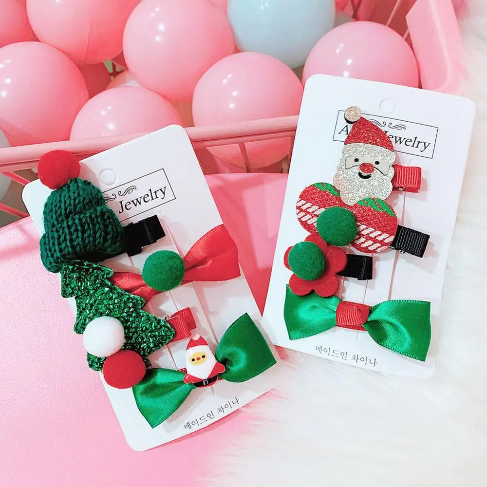 Милый Рождественский Набор заколки для волос конфеты Санта-Клаус заколка