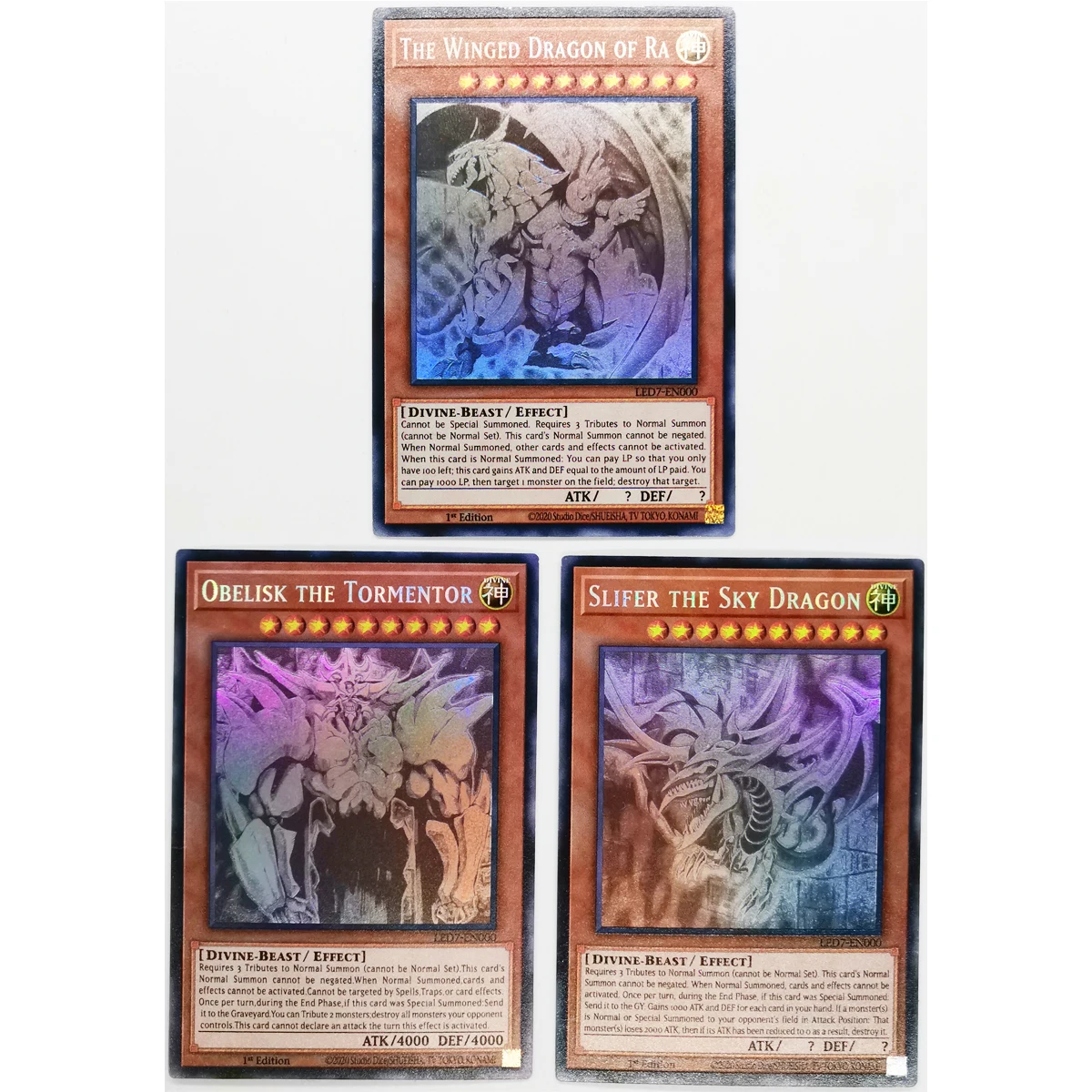 Yu Gi Oh Крылатый Дракон РА английский LED7 серый DIY Игрушки Хобби Коллекционные
