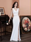 Женское вечернее платье на одно плечо вечерние белое простое длинное платье с открытой спиной, элегантное платье для свадьбы и вечерние, лето 2021