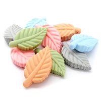 chenkai 50pcs silicone leaf shaped teether bead baby chewable pacifier bpa free for diy infant chew dummy clip chain accessories