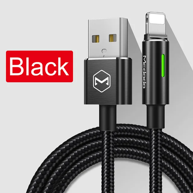 Black Mcdodo USB Зарядное устройство кабель для передачи данных для iPhone X XR XS Max 8 7 6 6s Plus iPad кабель Lightning Быстрая зарядка автоматический разъединительный кабель для передачи данных - Цвет: Black