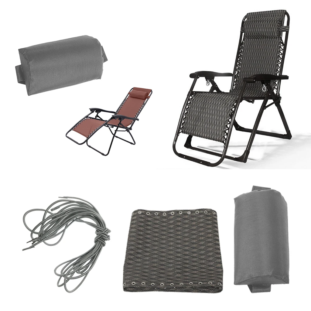 Folding Sling Chair Replacement Cloth with Head Relax Cushion &amp Laces for Garden Recliner Lounge Patio | Спорт и развлечения