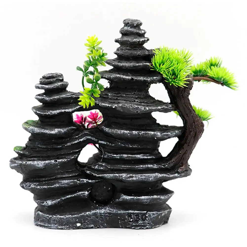 

Resin Simulation Mountain Rockery Aquarium Ornament Fish Tank Landscape Crafts