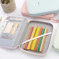 Kawaii Cartoon Cat-Dog-Solid School Pencil Case Large Capacity Zipper Pen Box Phone Storage Bag For Gift Korea Stationery