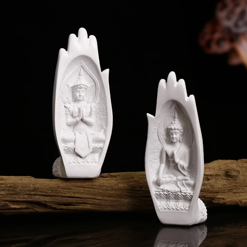 2Pcs Buddha Statue Hands Sculptures Monk Figurine Tathagata India Yoga Fengshui Home Decoration Accessories Dropshipping | Дом и сад