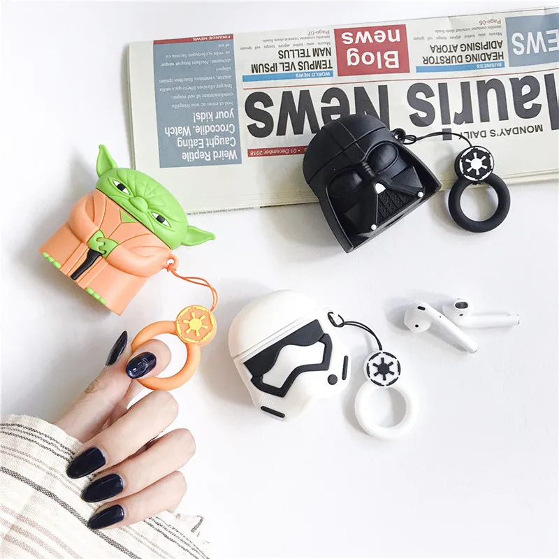 Disney-Conjunto de auriculares con Bluetooth para airpods, set de auriculares con estampado de dibujos animados you da, samur&aacute;i, Apple, color blanco-0