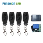 Универсальный беспроводной пульт дистанционного управления FUNSHION 433 МГц 12 В постоянного тока 1-канальный модуль релейного приемника + 4 шт. радиочастотных передатчика 433 МГц пульты дистанционного управления