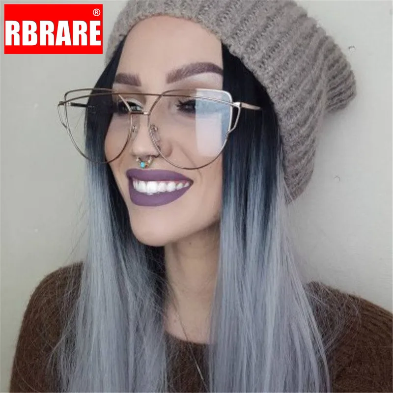 RBRARE оправа для очков из сплава, женские солнцезащитные очки, оптические линзы, металлическая оправа, солнцезащитные очки, Женские винтажные прозрачные очки кошачий глаз
