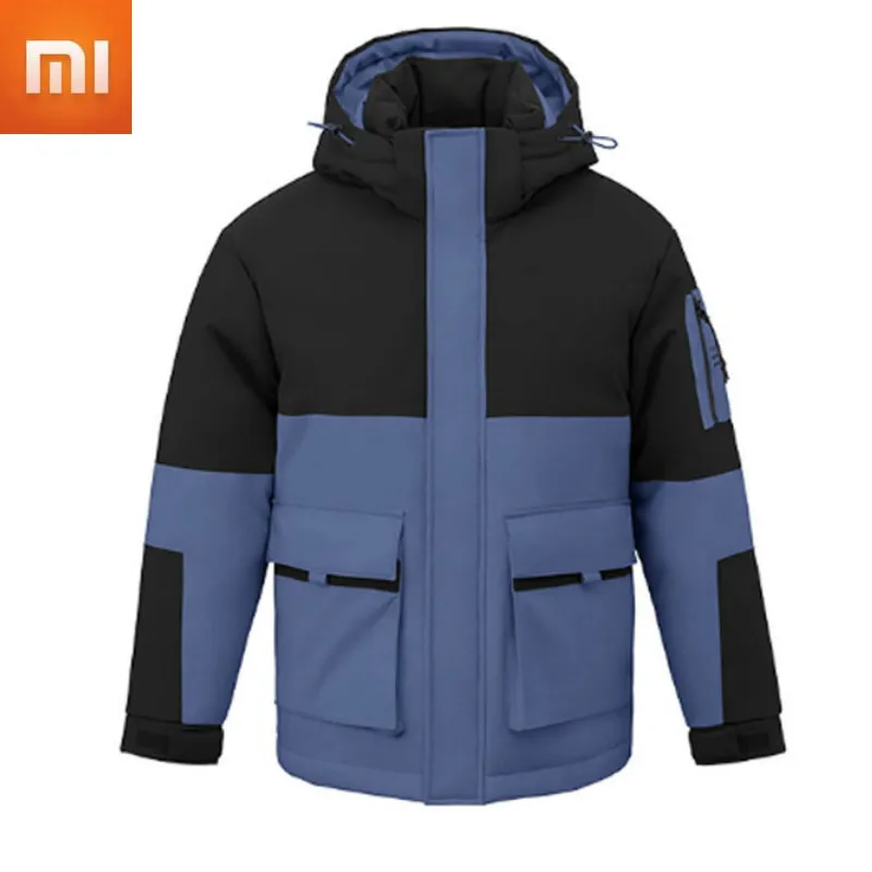 Мужская куртка на белом утином пуху с капюшоном Xiaomi Youpin 90 точек водостойкая