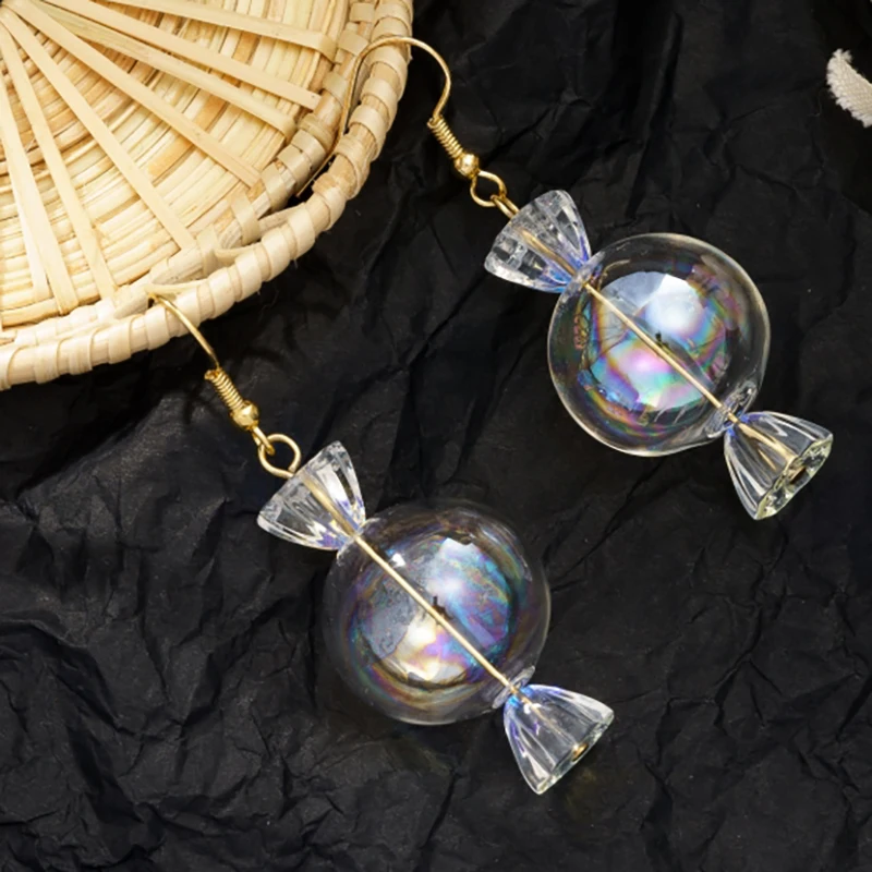 

Jaeeyin 2021 New Trendy Cute Romantic Exquisite Creative Unusual Colorful Clear Candy Dangle Decorate Earring for Girl Teenager