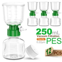12pcs sterile bottle top vacuum filtration with 0 220 45%ce%bcm pes membrane for lab 250ml funnel 250ml receiver by ks tek