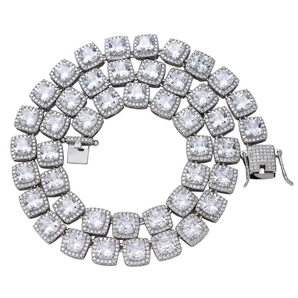

10mm Iced Out Full Cubic Zircon Tennis Chain Necklace Gold Silver Color Hip Hop Jewelry Drop Shipping