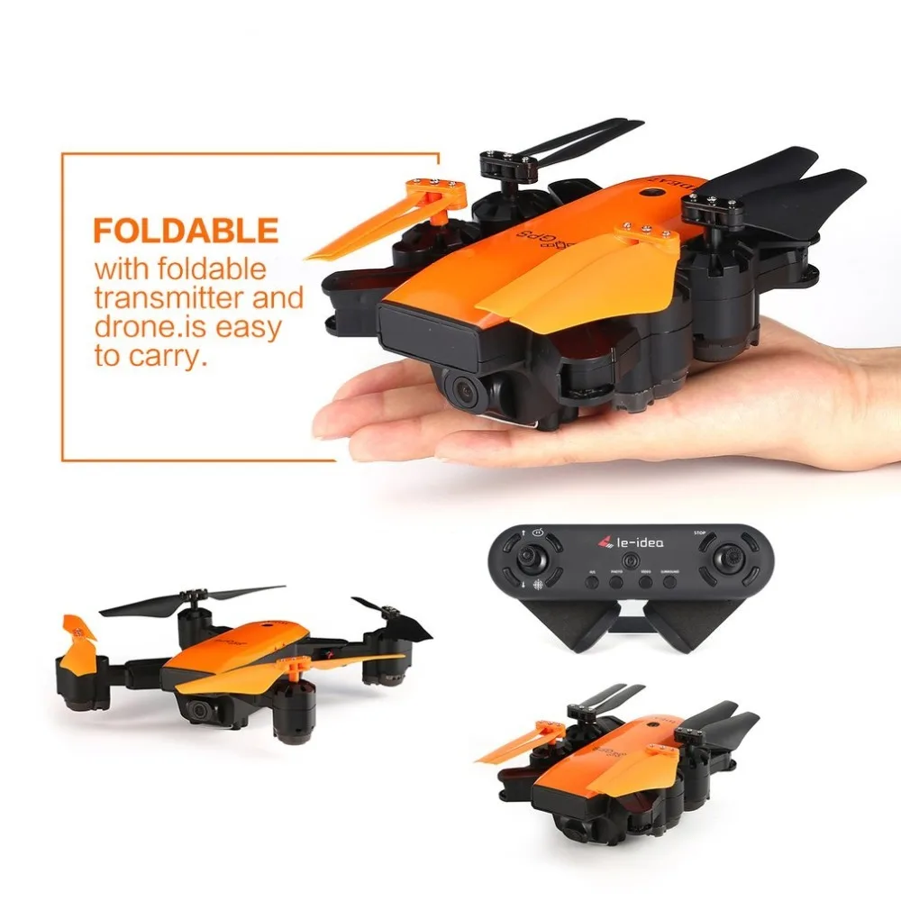 Le-idea IDEA7 2,4G RC Дрон складной Квадрокоптер с 720P широкоугольной Wi-Fi камерой gps удержание высоты Безголовый возврат одной кнопкой