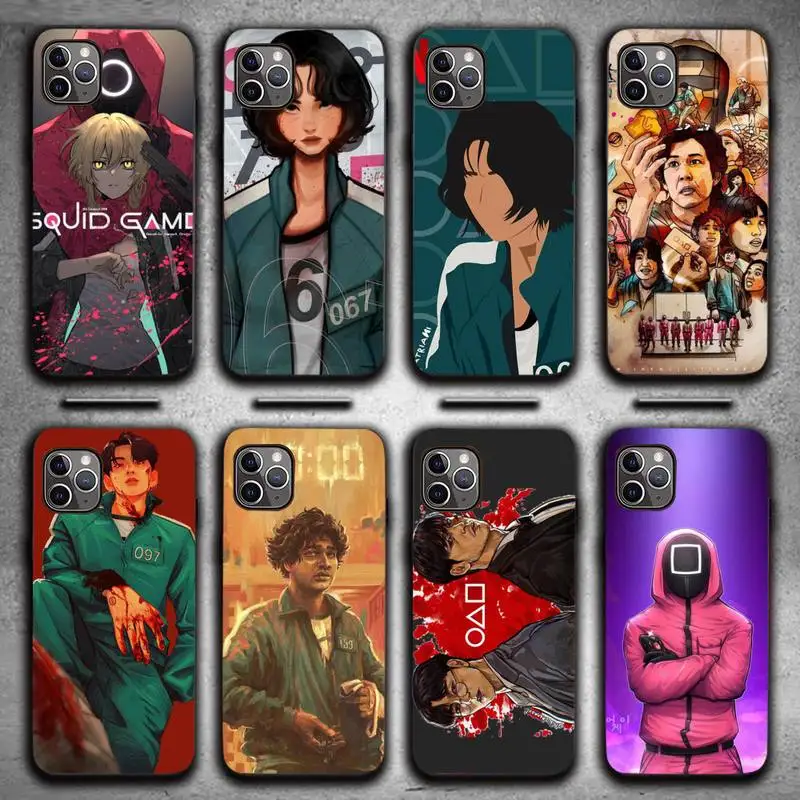

Squid game Phone Case for iPhone 13 11 12 Pro X XS XR Samsung A S 10 20 30 51 Plus pro Max mobile bags