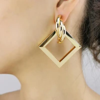 fashion alloy big stud earrings for women statement metal earrings gold color punk jewelry accessorie 2022 manilai
