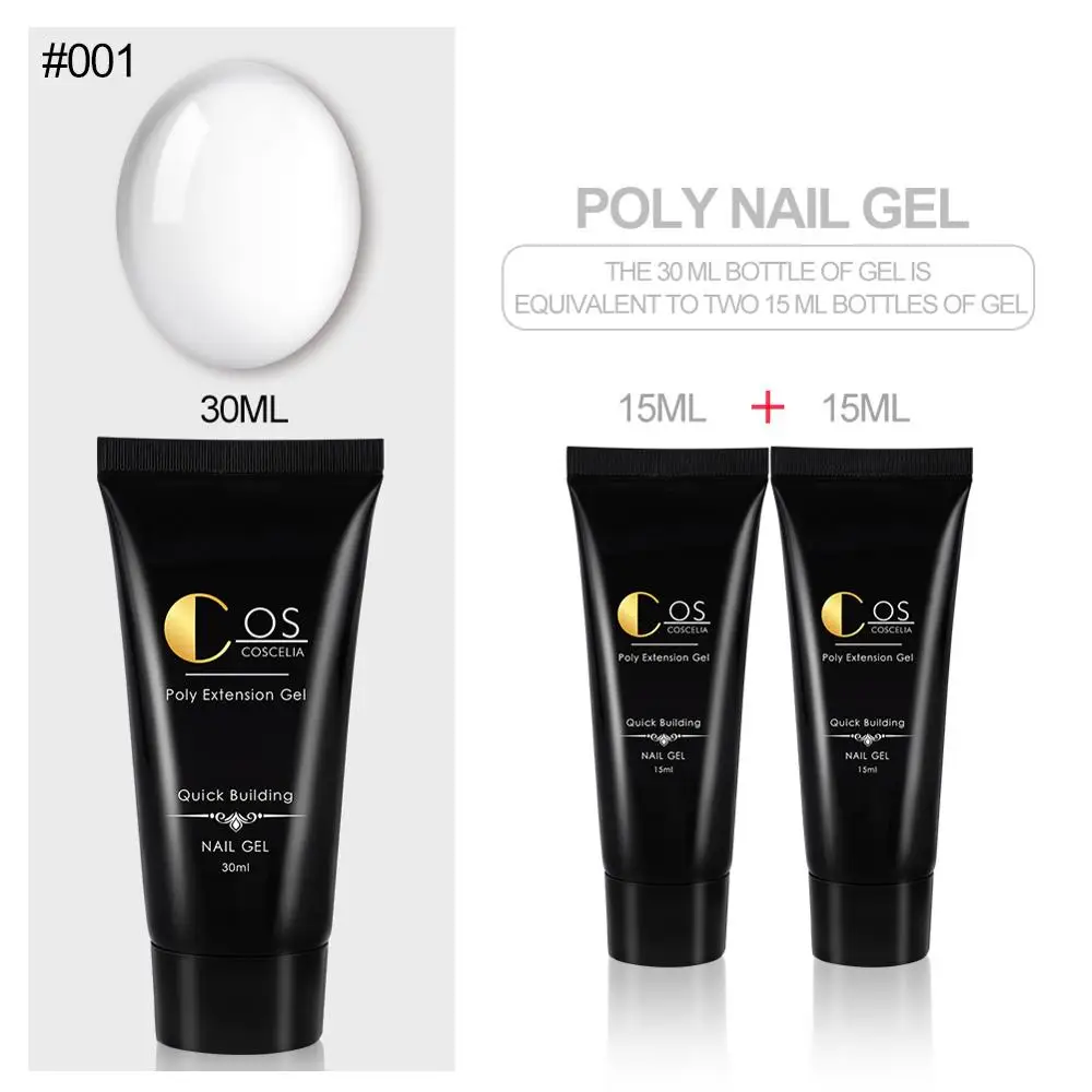 30ML 001 COSCELIA 30/15 мл полигель для ногтей акриловый строительный гель для наращивания ногтей строительный гель УФ лак для ногтей для маникюра дизайн ногтей - Цвет: 30ML 001