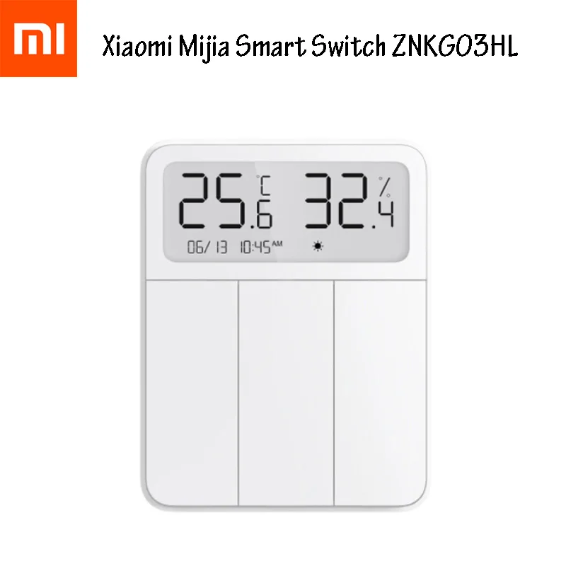 

Умный переключатель Xiaomi Mijia 3 в 1, переключатель температуры и влажности, с тремя открытыми кнопками, энергосберегающий, с дисплеем