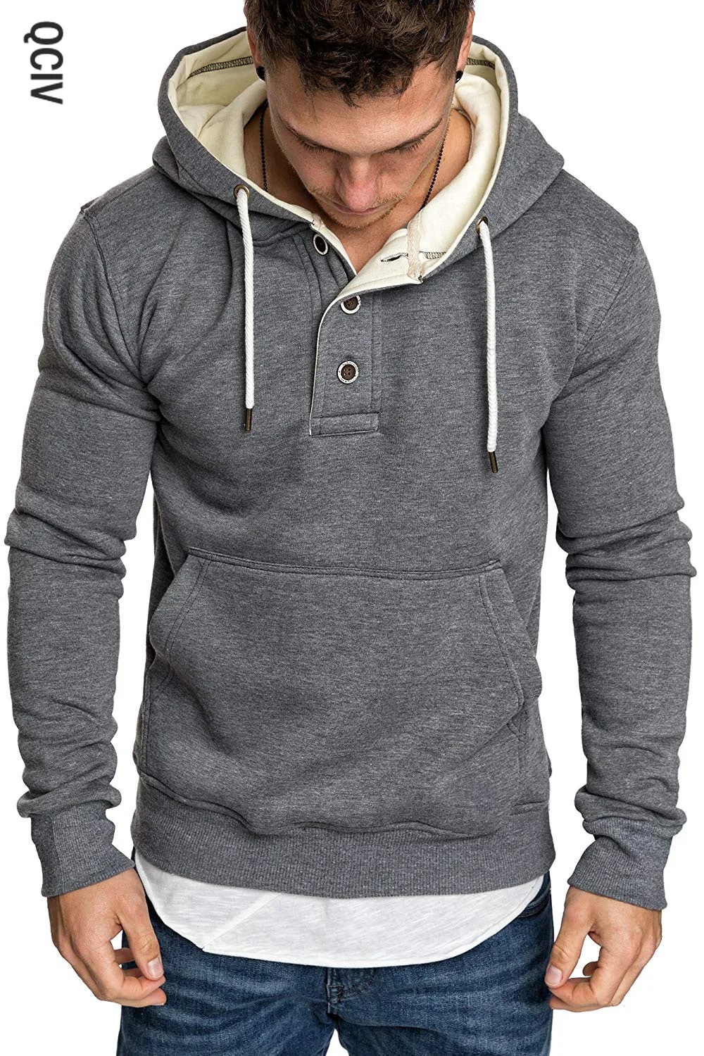 Толстовка мужская с длинным рукавом брендовая однотонная кофта капюшоном