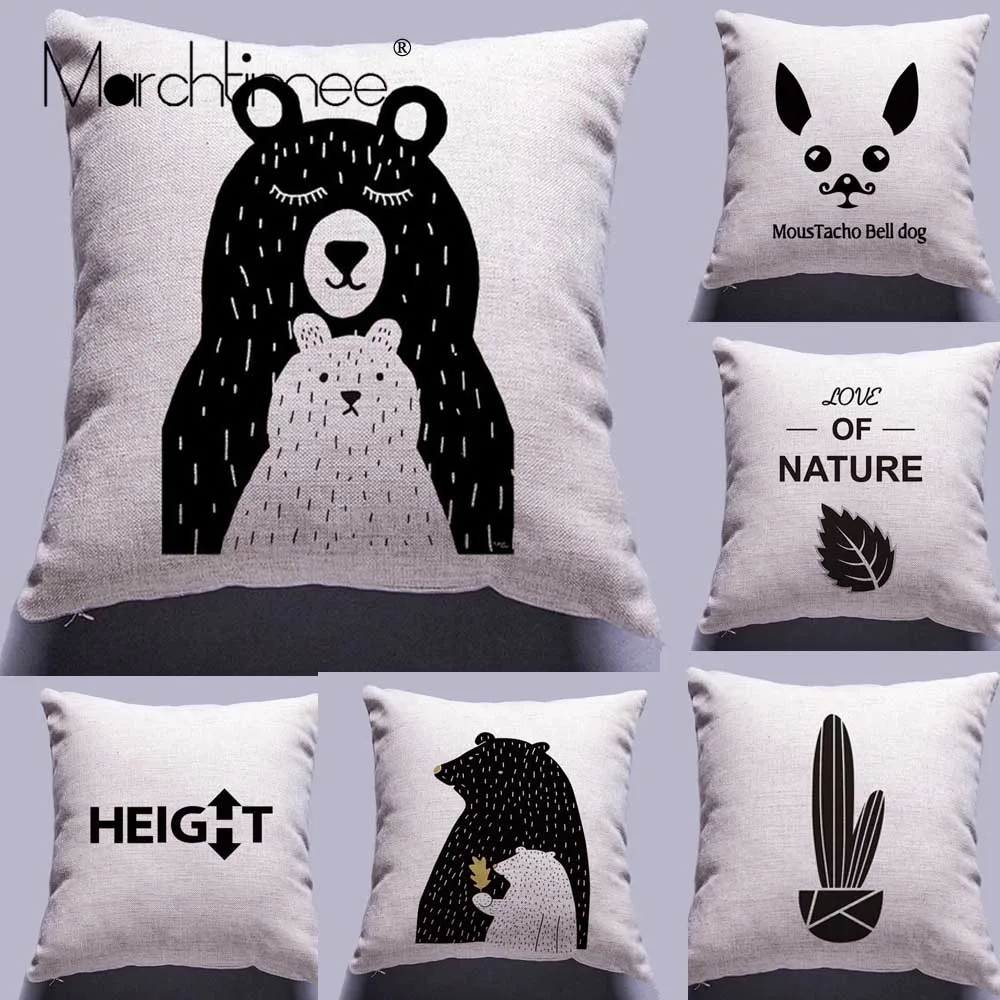 Бежево черный чехол для подушки с надписью птицы льняной диван автомобильная