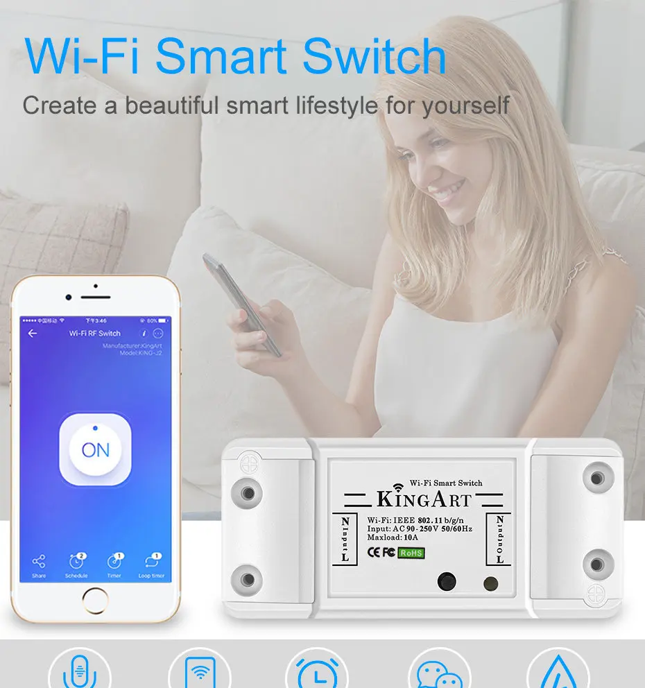 Wifi смарт-коммутатор iOS/Android OS APP дистанционное управление через eWeLink включение/выключение бытовой техники 220 В wifi смарт-коммутатор аксессуар