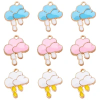 jq 1815mm colorful enamel cartoon clouds raindrops pendant charm for jewelry diy making crafting necklace accessories wholesale