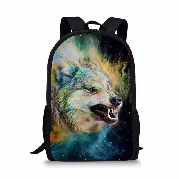 Классный школьный портфель с изображением животных, волков для мальчиков-подростков, персонализированный школьный портфель для учеников с...