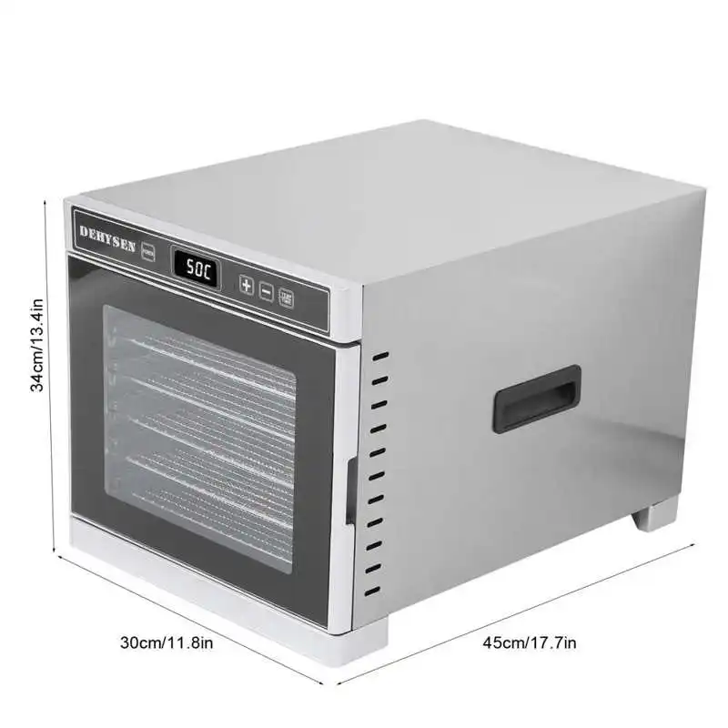 

6 Trays Food Dehydrator Electric Temperature Adjustable 24 Hours Timing Fruit Drying Machine Meat Snacks Dehydration