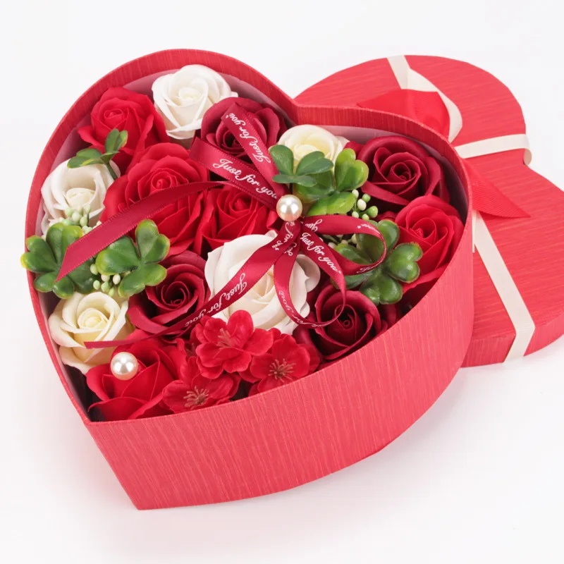 

1Box Romantic Rose Soap Flower Gift Rose Box Bouquet Wedding Home Festival Gift Advanced Customization Rose Gift Box