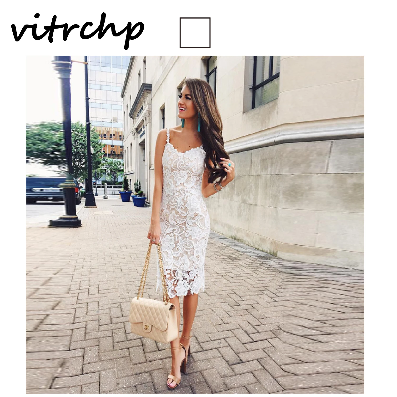 

VITRCHP 2021 Ladies Dress Casual Brand Summer New Arrivals Elegant Maxi Party Classy Night Lace Sling Pencil Skirt