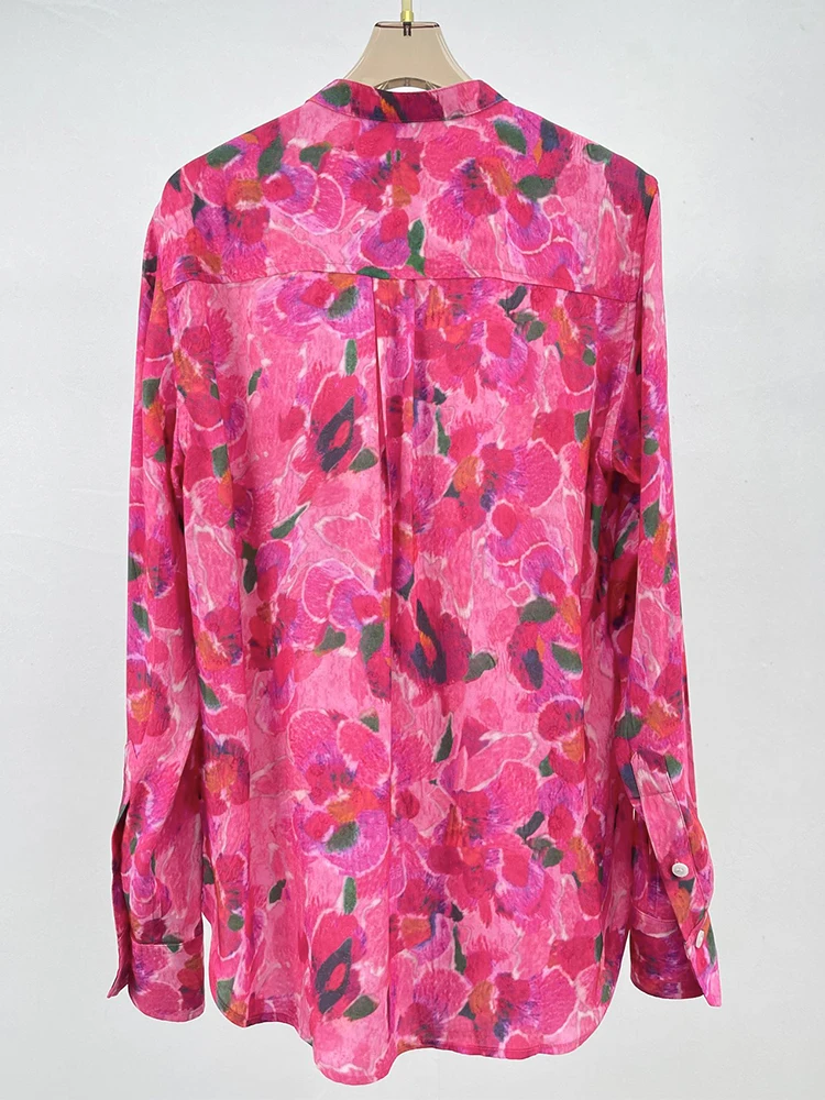 

Vintage Printed Long Sleeve Shirt 2021 Summer Women's Clothing O-Neck Loose Casual Commuter Top All-match Blouses Streetwear