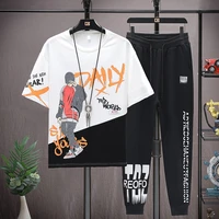 mens sets hip hop clothes streetwear spring summer male t shirts pants two pieces tracksuit fashion set casual pullover suits
