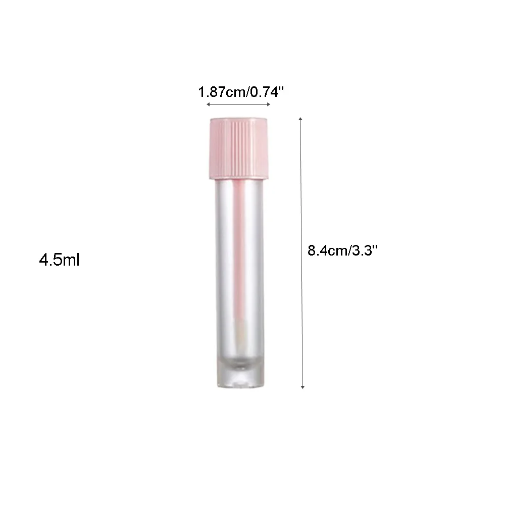 

5Pcs 4.5ml Pink Centrifugal Tube Shaped Lip Gloss Tubes Empty Refillable Lip Balm Bottles Vials Containers With Lip Brush