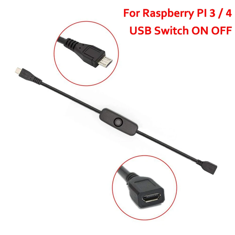 USB-кабель Raspberry Pi 3 4 с выключателем питания переключатель управления питанием для