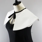 Винтажное элегантное платье с имитацией воротника, платок контрастных цветов, на шнуровке, толстое белое ожерелье, блузка с лацканами, мини-пончо, накидка