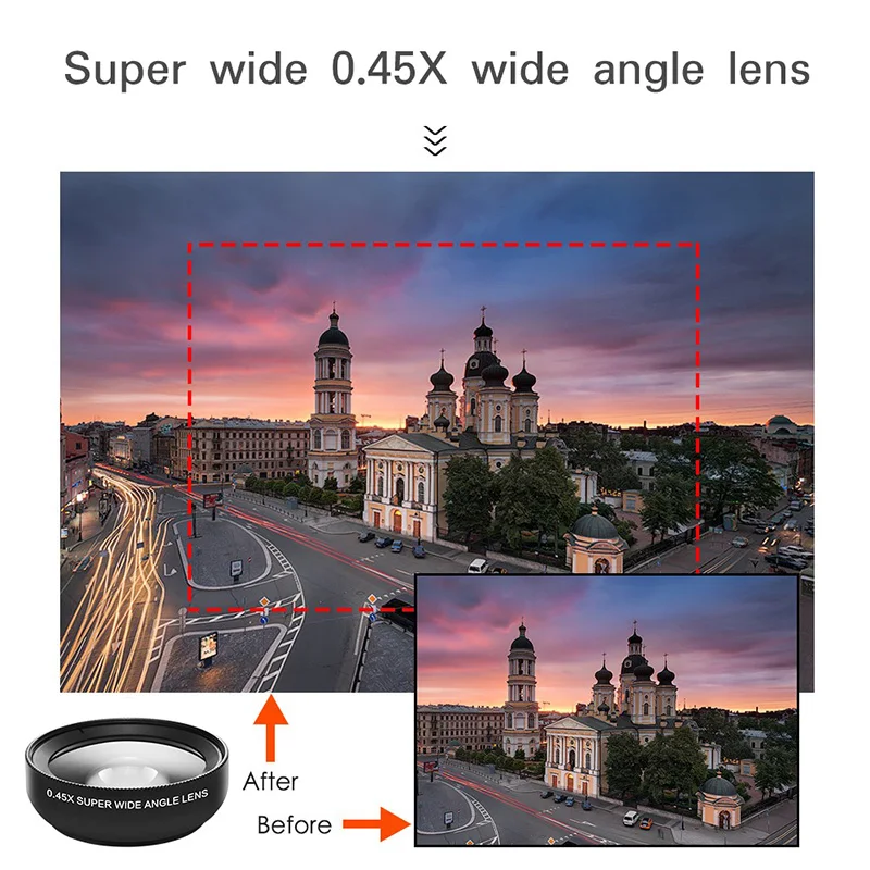 2 in 1 Functions Mobile Phone Lens 0.45X Wide Angle Len & 12.5X Macro HD Camera Universal for iPhone Android lens | Мобильные