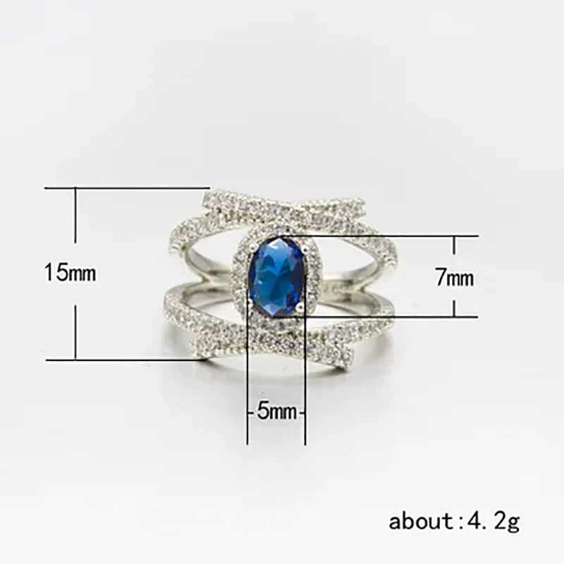 Винтажное кольцо с крестом на палец синим камнем для женщин и мужчин серебро 925