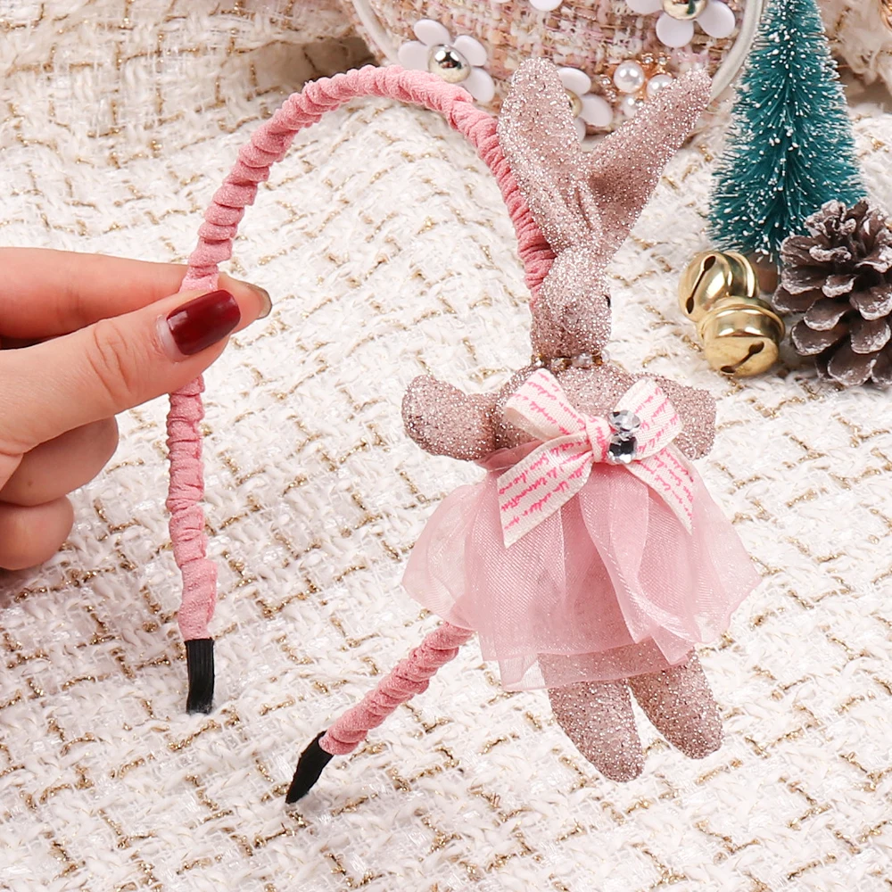 Новинка Модное детское кружевное платье с кроликом из мультфильма повязка на