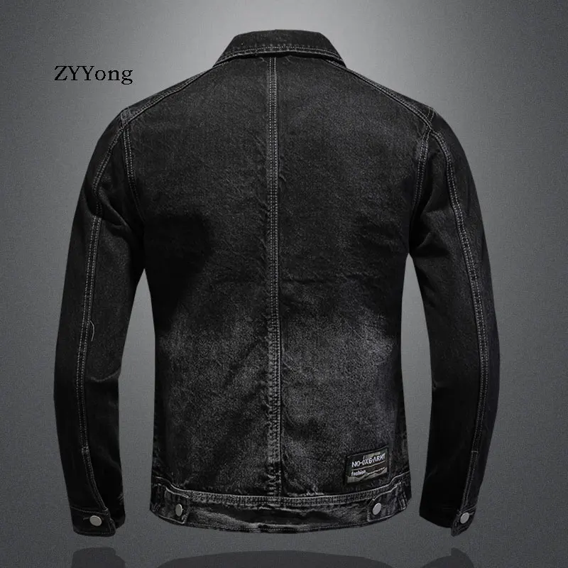 Куртка бомбер мужская повседневная Джинсовая с отложным воротником| |