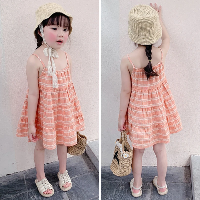 

new Children's Girls Sleeveless Striped Suspender Dress Kids Casual Mini Dress Girls Clothes Princess Dresses