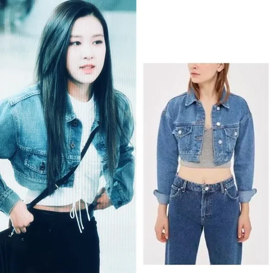 Kpop корейский стиль Новая Осенняя мода длинный рукав джинсовая куртка для женщин