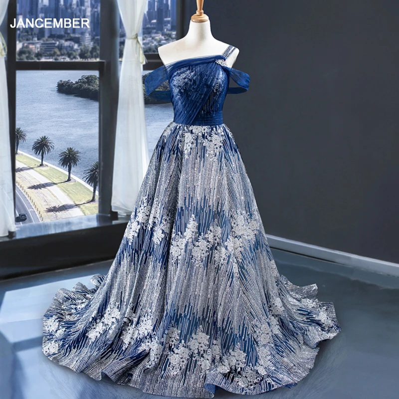 J67008 jancдекабря бальное платье вечернее 2020 с открытыми плечами стандартное синее