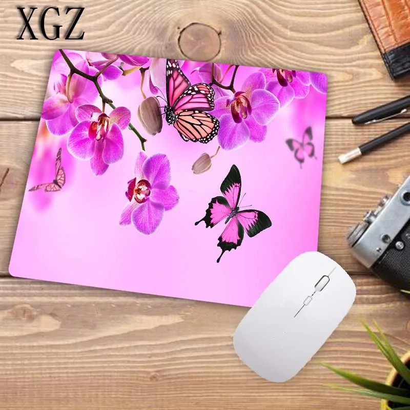 XGZ большой коврик для мыши с розовой бабочкой блокирующим краем игровой