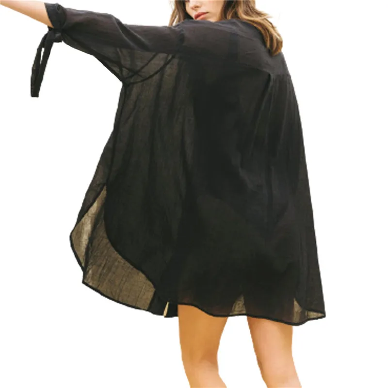 

Cotton Sexy Beach Dress Swimwear Women Beach Cover Up Cardigan Swimwear Bikini Cover ups Robe Plage Zaful Dress for Beach