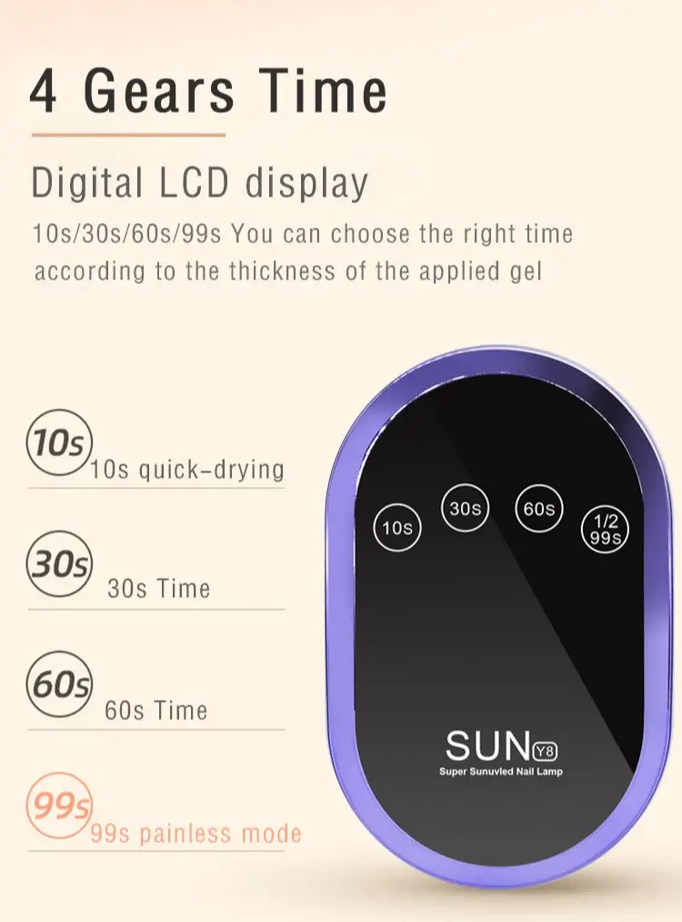 

168W SUN Y8 UV Nail Dryer 36 / LED Automatic Induction Ultraviolet Ice Lamp Four Gears Timer 10s / 30s / 60s / 99s Manicure Tool