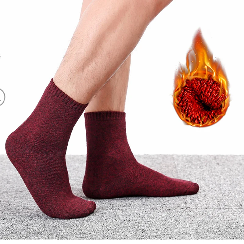5 пар утепленные мужские шерстяные носки хлопковые махровые теплые для зимы