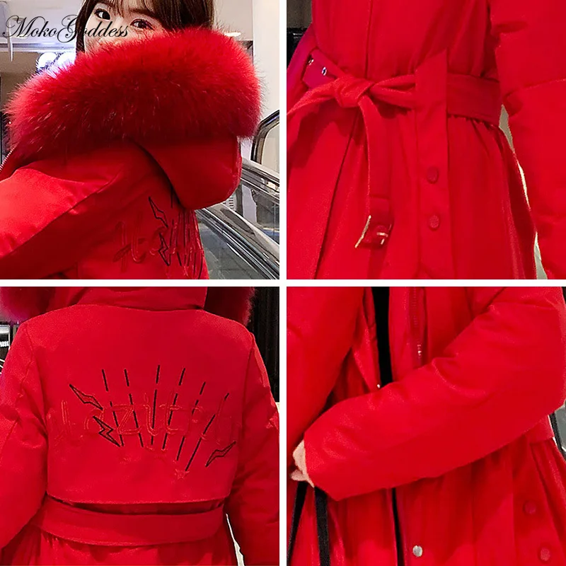 Женская зимняя куртка с капюшоном и меховым воротником регулируемой талией |