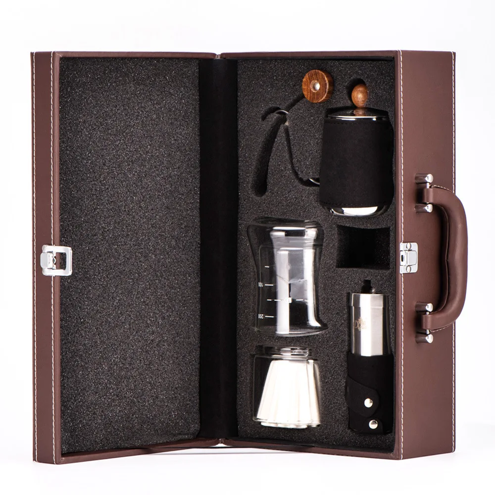 

Empire Hand Punch Coffee Pot Set American Gift Boxed Coffee Set Fine Mouth Pot Coffee Grinder