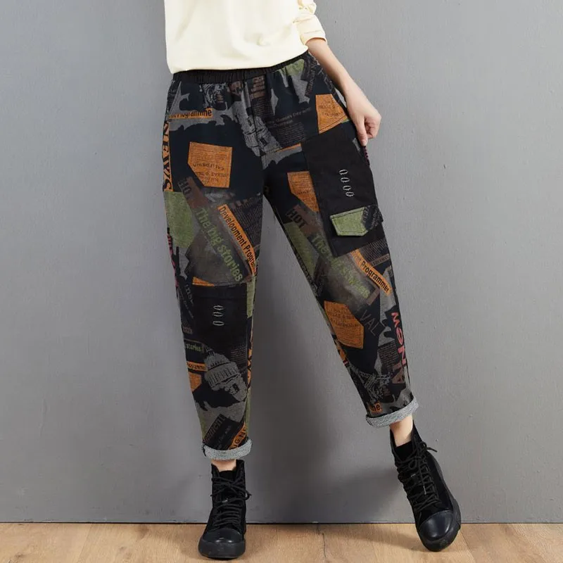 

Женские повседневные джинсы-бойфренды, свободные джинсовые брюки-султанки с высокой талией и винтажным принтом в уличном стиле, весна 2021
